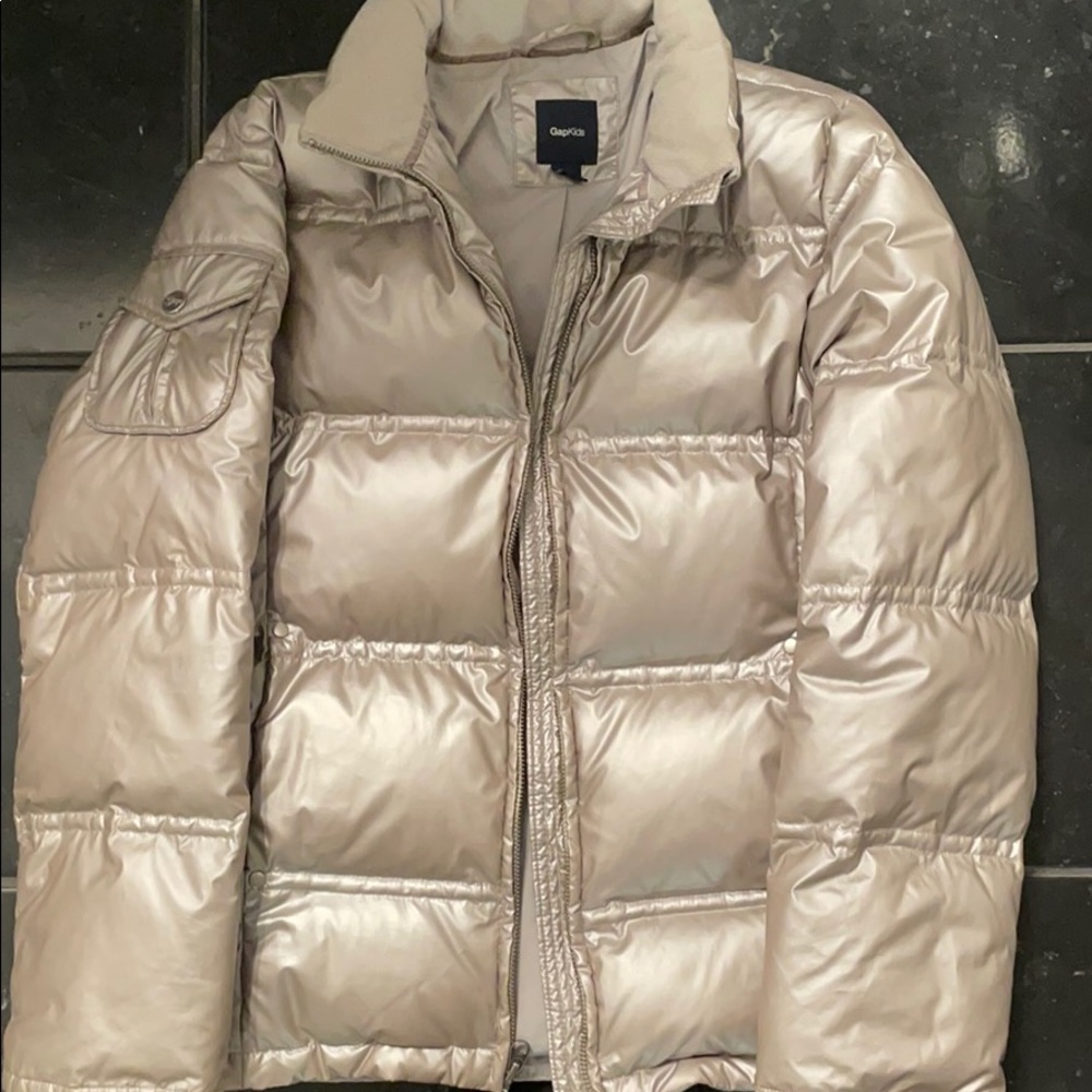 Gap Kids Silver Metallic Puffer Coat